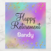 ハッカラフルプリタイアユニコーン金ゴールドグリッター ワインラベル (シングルラベル)