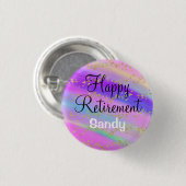 ハッカラフルプリタイアユニコーン金ゴールドグリッター 缶バッジ (正面&裏面)