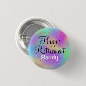 ハッカラフルプリタイアユニコーン金ゴールドグリッター 缶バッジ (正面&裏面)