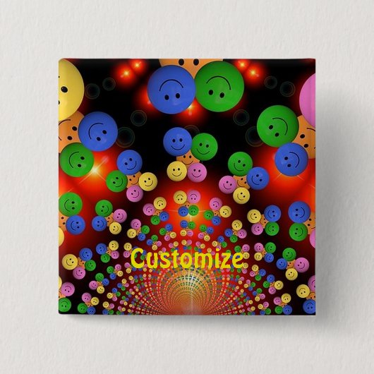 ハッカラフルプ顔スパイラルボタン 缶バッジ (正面)