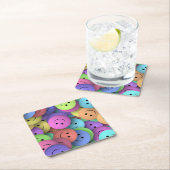 ハッカラフルプ顔絵文字アート スクエアペーパーコースター (インサイチュ)