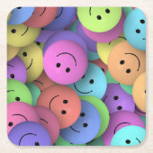 ハッカラフルプ顔絵文字アート スクエアペーパーコースター (正面)