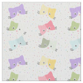 ハッカラフルプKIttens模様生地 ファブリック (クローズアップ)