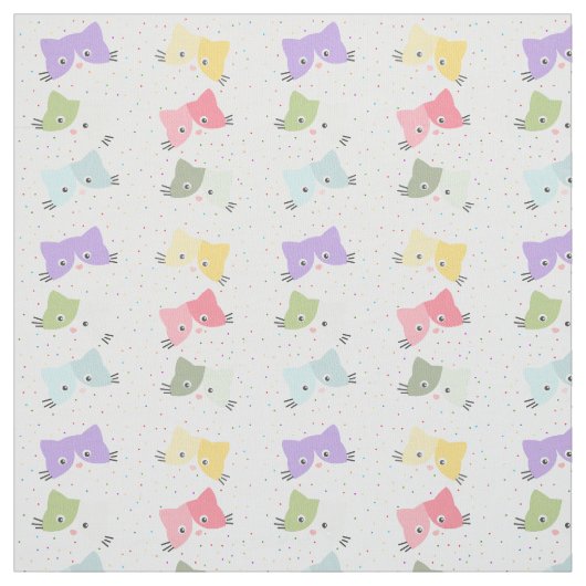 ハッカラフルプKIttens模様生地 ファブリック (見本)