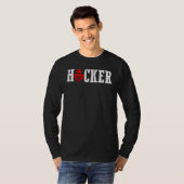 ハッカーのサイバーセキュリティと現保護在 Tシャツ (正面フル)