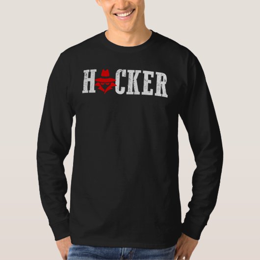ハッカーのサイバーセキュリティと現保護在 Tシャツ (正面)