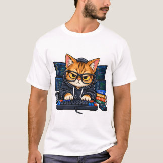 ハッカーコーダー猫デベロッパーおもしろテクノロジーギフトTシャツ Tシャツ