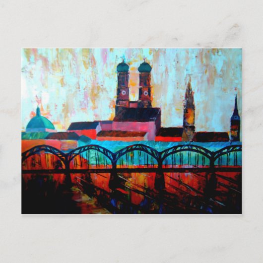 ハッカーブリッジ付きミュンヘン中央駅 ポストカード (正面)