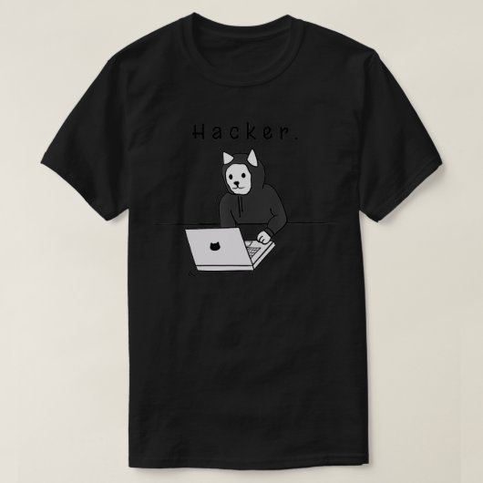 ハッカー猫セキュリティエンジニアギフト Tシャツ (デザイン正面)
