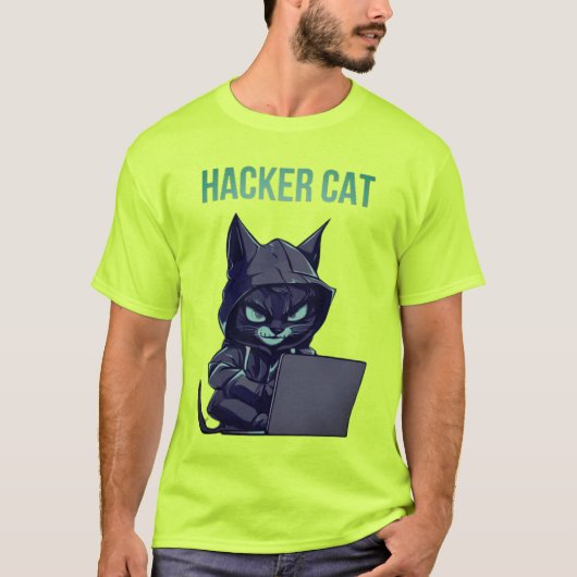「ハッカー猫：コードウィスパーラーT型」 Tシャツ (正面)