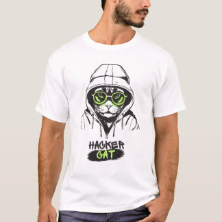 ハッカー猫 | 技術クールに精通した Tシャツ