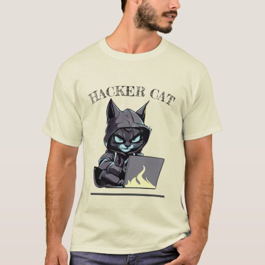 ハッカー猫 Tシャツ (正面)
