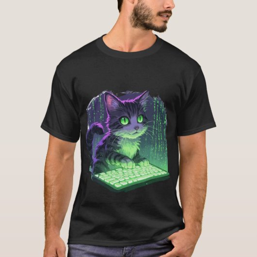 ハッカー猫 Tシャツ (正面)