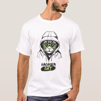 ハッカー猫 Tシャツ