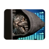 ハッカー黒猫 マグネット (横)
