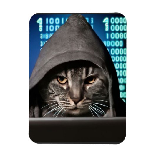 ハッカー黒猫 マグネット (縦)