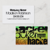 ハッカー、鮮やかグリーン、オレンジ、イエロー 名刺 (正面/裏面)