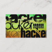 ハッカー、鮮やかグリーン、オレンジ、イエロー 名刺 (裏面)