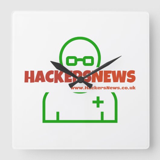 ハッカーNews Clock With Our Website スクエア壁時計 (正面)
