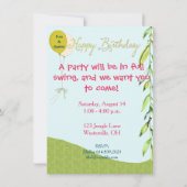 ハッガーリープモンキーブルー誕生日招待状 招待状 (裏面)