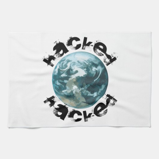ハッキングされた惑星地球 キッチンタオル (横)