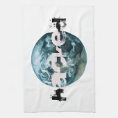 ハッキングされた惑星地球 キッチンタオル (縦)