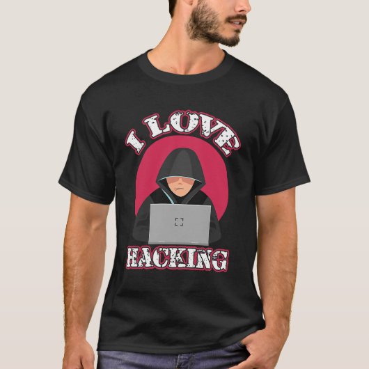 ハッキング大好き コンピューターギーク テクノロジー天才 ハッカー Tシャツ (正面)