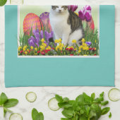 ハックラシックトホリデーに猫とイースターデザイン キッチンタオル (折り畳み)