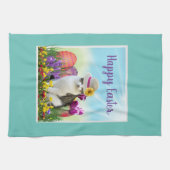 ハックラシックトホリデーに猫とイースターデザイン キッチンタオル (横)