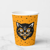 ハックラシックピー顔ハロウィーンブラックキャットオンスターズ 紙コップ (裏面)