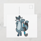 ハッケーでラコーン（ハクレイのキャラクター） ハッケーのスティックを持って ポストカード (正面/裏面)