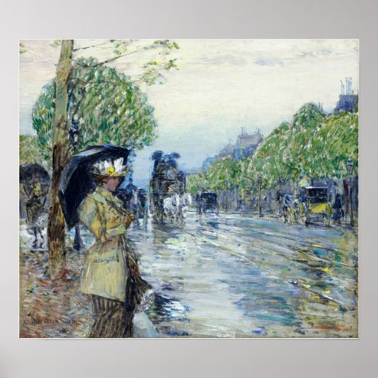 ハッサム - 雨の日。アベニューにて 1893 ポスター (正面)