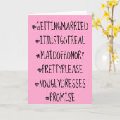 ハッシュタグおもしろいメイド・オブ・オーナー(花嫁付き添い人)カード カード (黄色い花)