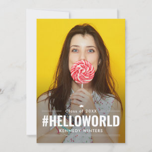 ハッシュタグおもしろい編集可能カラー卒業招待状 招待状