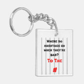 ハッシュタグが悪い時はどこへ行くの？ キーホルダー (正面左)