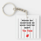 ハッシュタグが悪い時はどこへ行くの？ キーホルダー (正面)