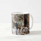 ハッシュタグが日付の写真モダンを結婚変更する コーヒーマグカップ (正面右)