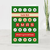 ハッシュタグのクリスマス追加の名前の計算グリーン シーズンカード (正面)