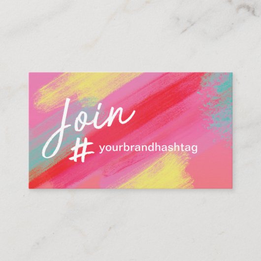 ハッシュタグのソーシャルメディ芸術的アピンクブラシストローク 名刺 (正面)