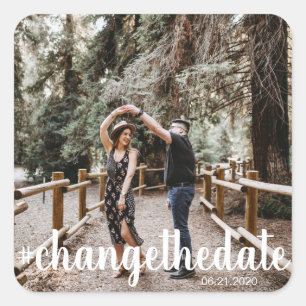 ハッシュタグは写真の日付を変モダン更結婚する スクエアシール