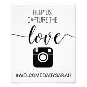 ハッシュタグカスタムの赤ちゃんシャワー記号 フォトプリント            (正面)