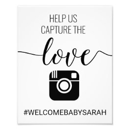 ハッシュタグカスタムの赤ちゃんシャワー記号 フォトプリント           