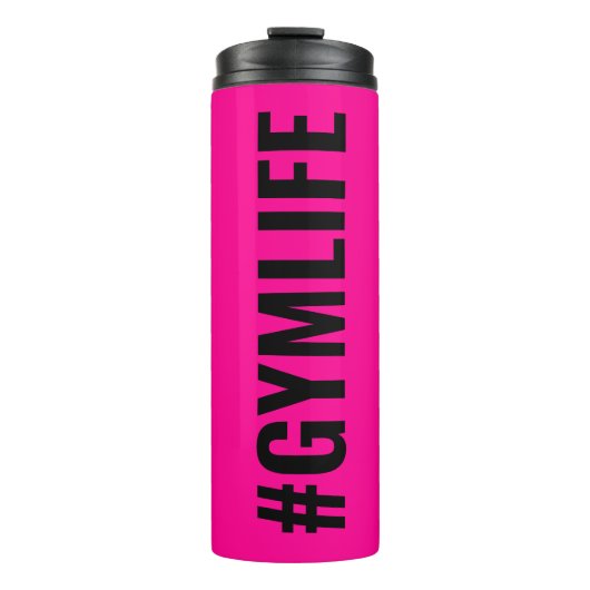 ハッシュタグギムライフ熱いピンクの黒のスローガンモダン タンブラー (正面)