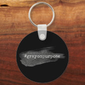 ハッシュタググレイオンパーパスシルバーグリッターブラシストローク キーホルダー (正面)