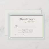 #ハッシュタグパーソナライズされたブルー金ゴールドグレー結婚式svp 招待状 (正面/裏面)