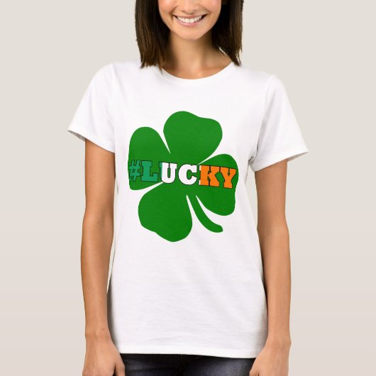 ハッシュタグフェック文字アイルランドSt patricks Tシャツ (正面)