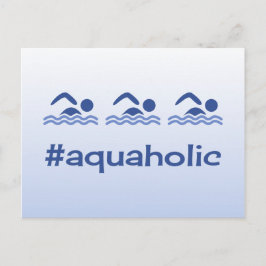 ハッシュタグブルー泳ぐ人おもしろいaaquaholicはがき ポストカード