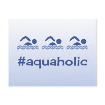 ハッシュタグブルー泳ぐ人おもしろいaaquaholicはがき