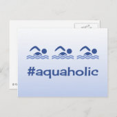 ハッシュタグブルー泳ぐ人おもしろいaaquaholic ポストカード (正面/裏面)