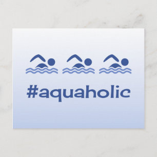 ハッシュタグブルー泳ぐ人おもしろいaaquaholic ポストカード